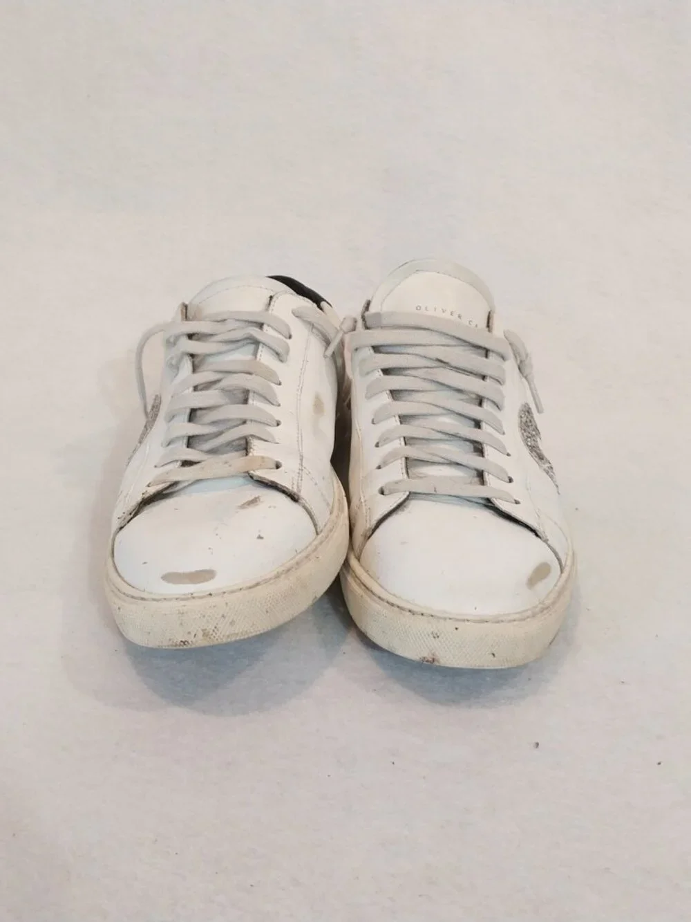 Oliver Cabell Sneakers Womens 7.5 38 White Leather Designer Casual Shoes Glitter